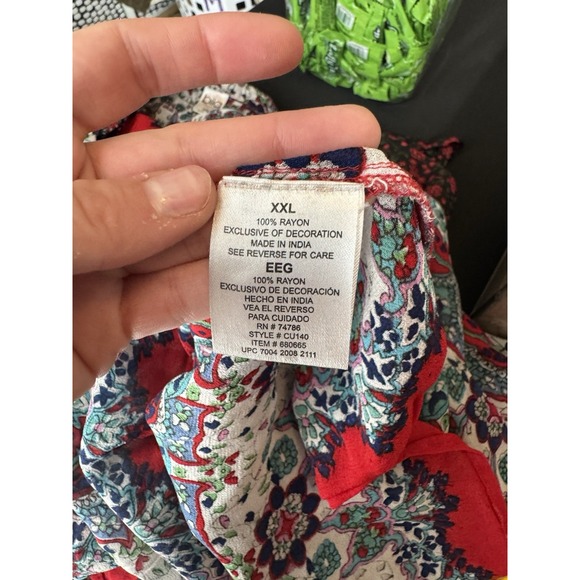 Bila Blouse 2X Multicolor Sequins Boho V Neck 3/4 Sleeve Sheer Shirt Cottage Art - Picture 6 of 8